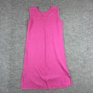 VTG Carol Patterson knits Dress Womens Medium Pink Linen Knit Tank Shift Casual